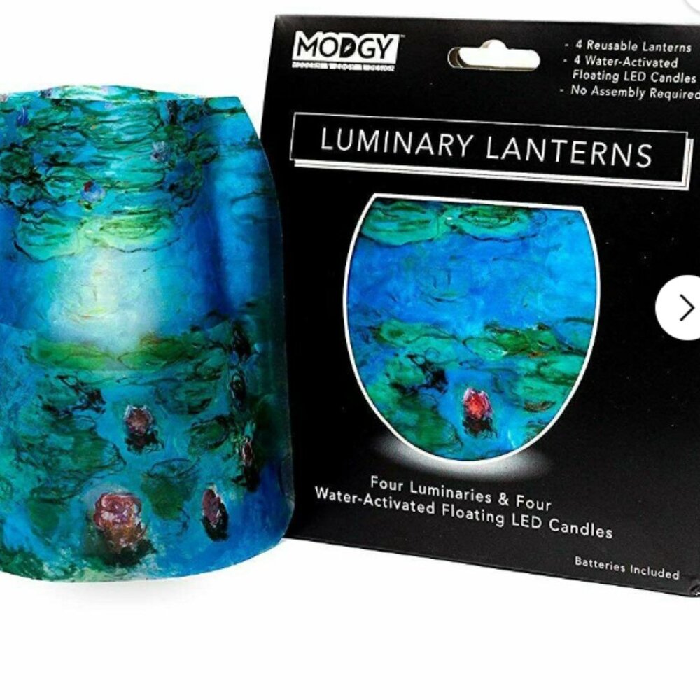 Modgy Luminary Lantern Set - Claude Monet Water Lilies NWT
